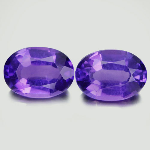1.40 Ct. 2 Pcs. Oval Natural Gemstones Purple Amethyst Brazil