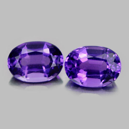 1.58 Ct. 2 Pcs. Oval Shape Natural Gems Purple Amethyst Brazil