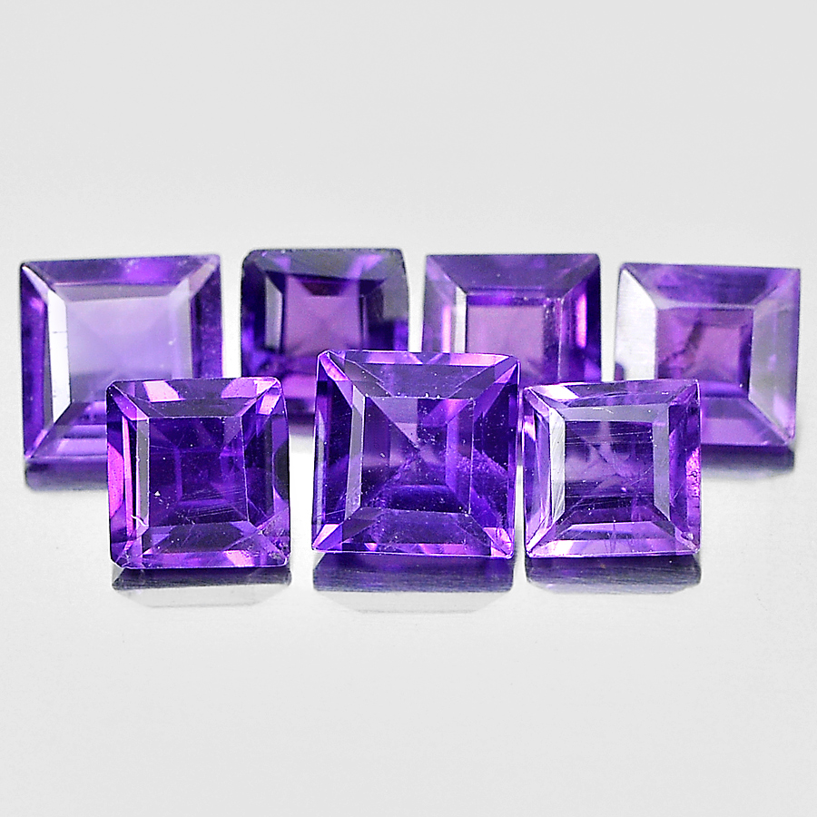 Unheated 2.00 Ct. 7 Pcs. Good Natural Purple Amethyst Square Shape From Brazil