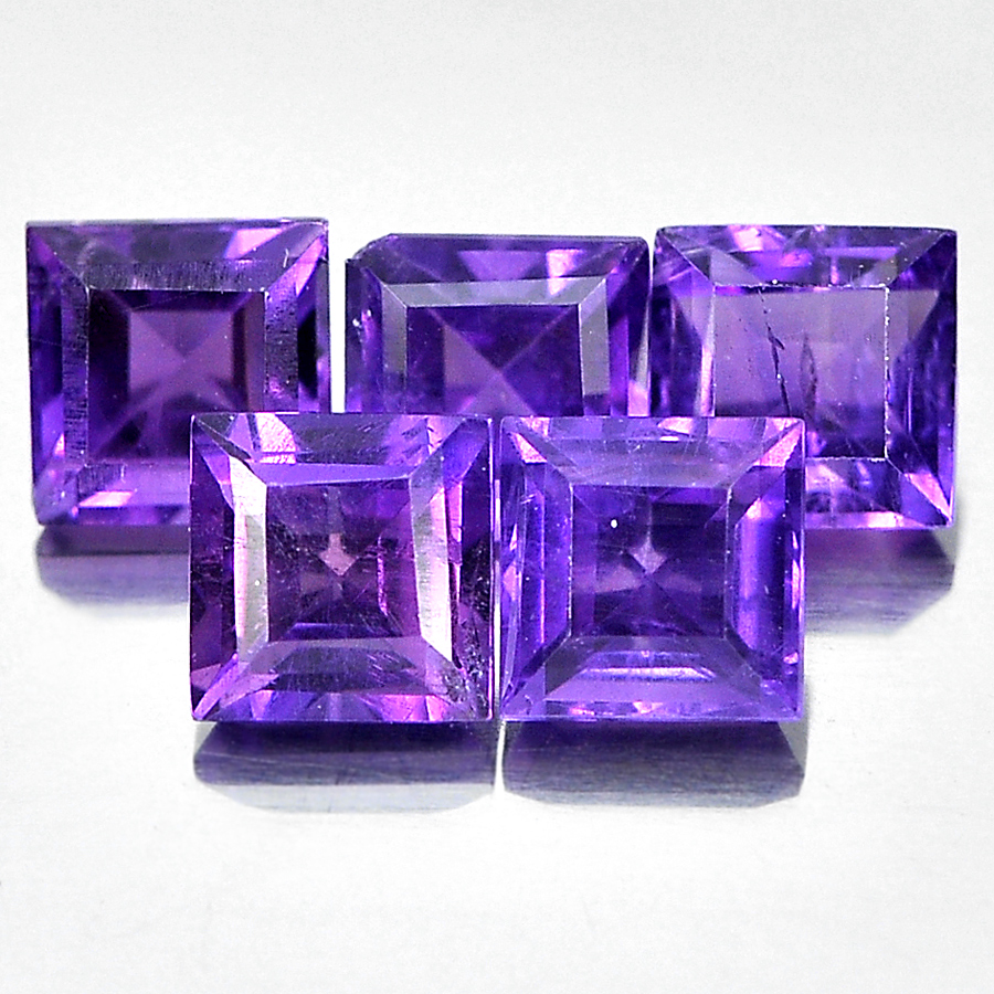 Unheated 1.56 Ct. 5 Pcs. Natural Purple Amethyst Square Shape From Brazil