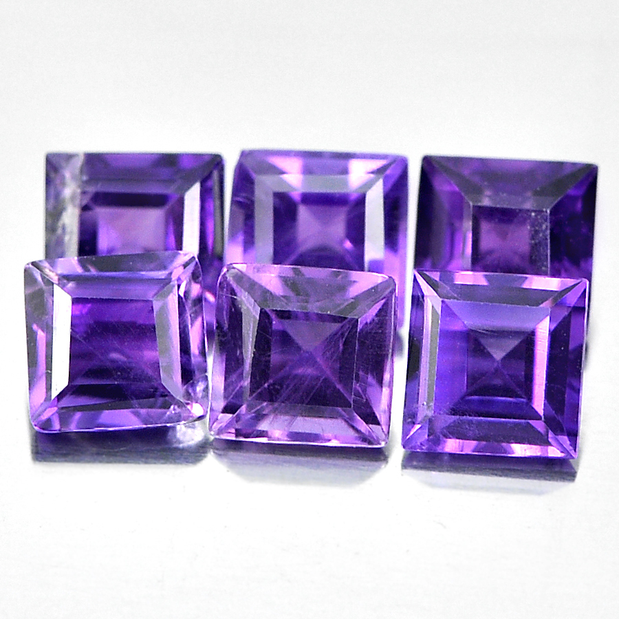1.84 Ct. 6 Pcs. Square Shape Natural Gems Purple Amethyst Unheated