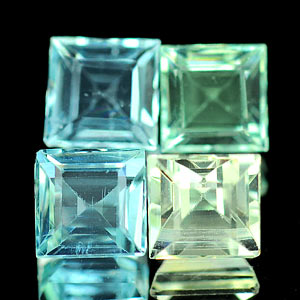 2.43 Ct. 4 Pcs Square Natural Light Blue Aqumarine Gems