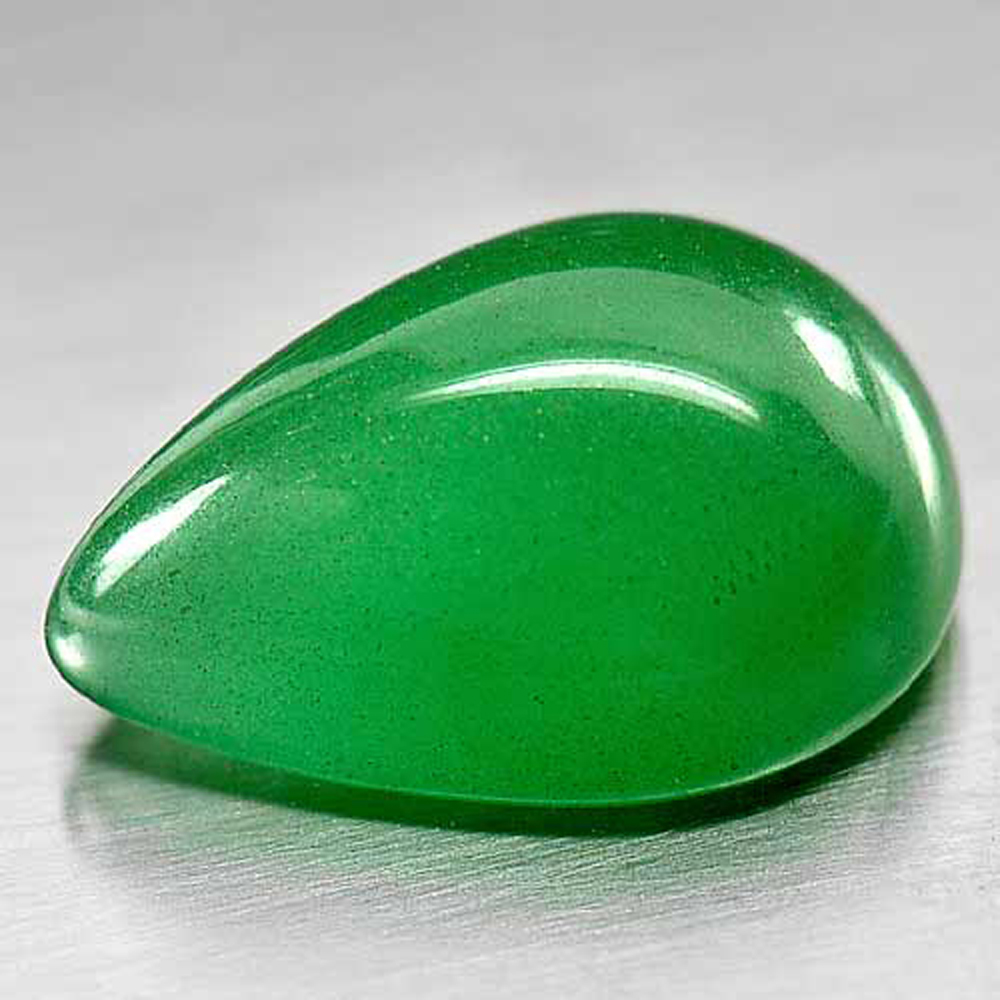 Certifiled 13.06 Ct. Natural Gemstone Green Chrysoprase Pear Cabochon Shape