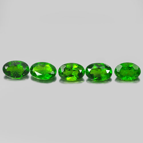 Chrome Diopside Green 2.29 Ct. 5 Pcs. Oval Shape Natural Gemstones Unheated