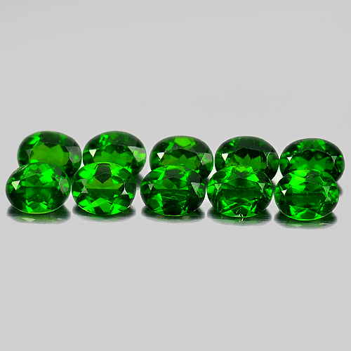 Green Chrome Diopside 3.70 Ct. 10 Pcs. Oval Shape Natural Gemstones Unheated