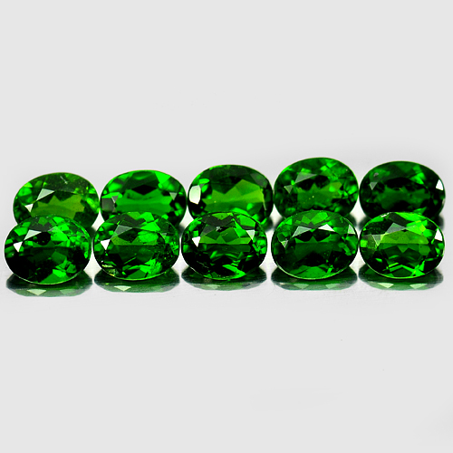 Green Chrome Diopside 3.74 Ct. 10 Pcs. Oval Shape Natural Gemstones Unheated
