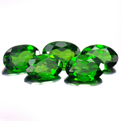 Chrome Diopside Green 2.07 Ct. 5 Pcs. Oval Shape 6 x 4.1 Mm. Natural Gemstones