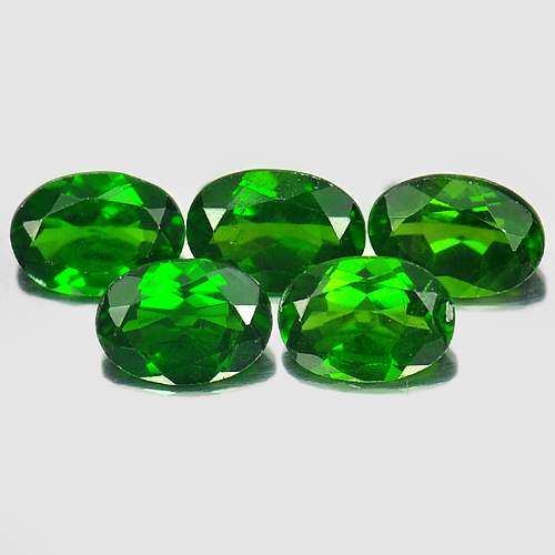 Green Chrome Diopside 4.05 Ct. 5 Pcs. Oval 7 x 5 Mm. Natural Gemstones Unheated