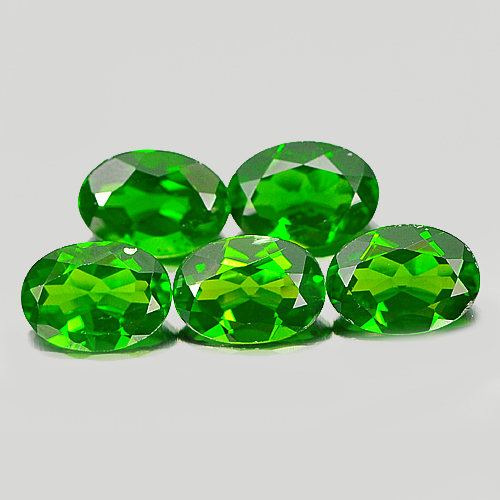 Green Chrome Diopside 3.98 Ct. 5 Pcs. Oval Shape 7 x 5 Mm. Natural Gemstones