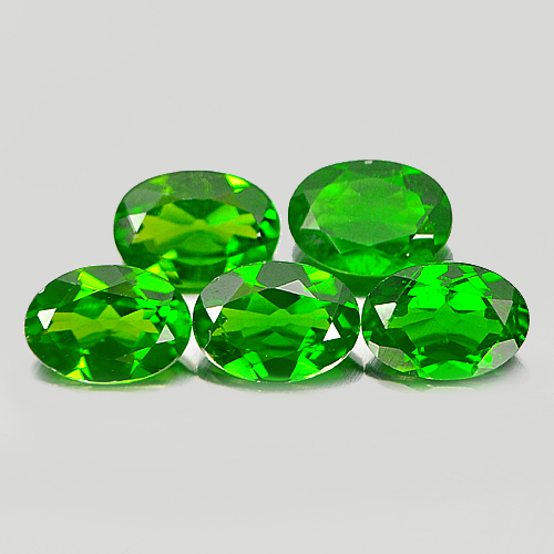 Green Chrome Diopside 3.65 Ct. 5 Pcs. Oval 7.1 x 5 Mm Natural Gemstones Unheated