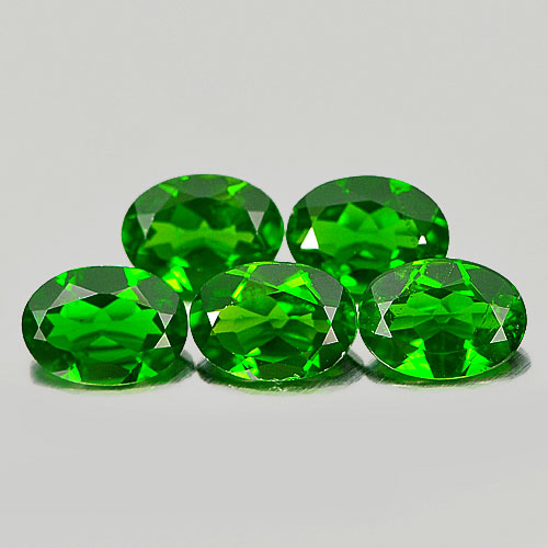 Chrome Diopside Green 3.85 Ct. 5 Pcs. Oval Shape 7.1 x 5.1 Mm. Natural Gemstones