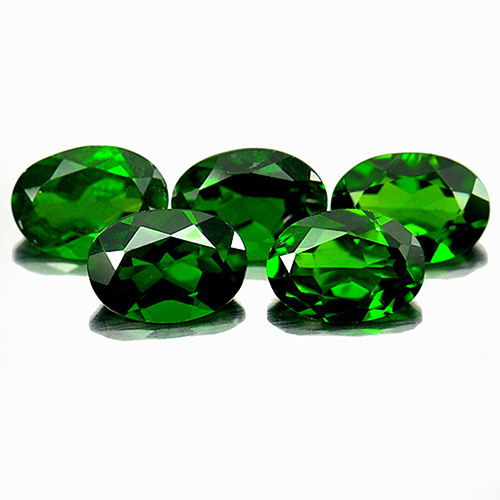 Green Chrome Diopside 3.98 Ct. 5 Pcs. Oval Shape 7 x 5 Mm. Natural Gems Russia