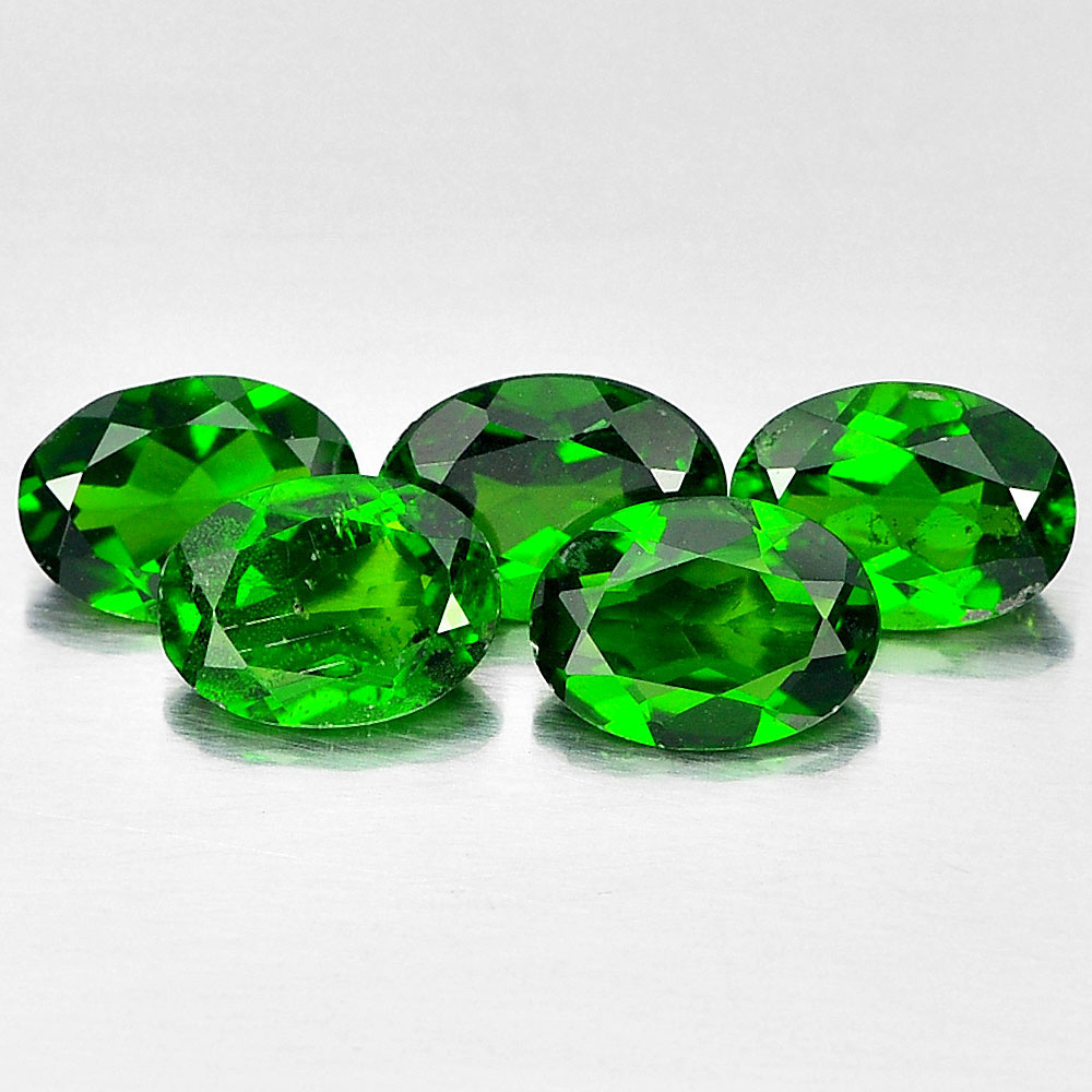 Green Chrome Diopside 3.81 Ct. 5 Pcs. Oval Shape 7 x 5 Mm. Natural Gemstones