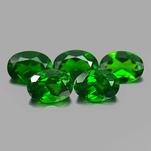 Green Chrome Diopside 3.96 Ct. 5 Pcs. Oval Shape Natural Gemstones Unheated
