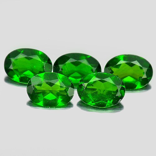 Green Chrome Diopside Russia 3.45 Ct. 5 Pcs. Oval Shape 6.9 x 5 Mm. Natural Gems