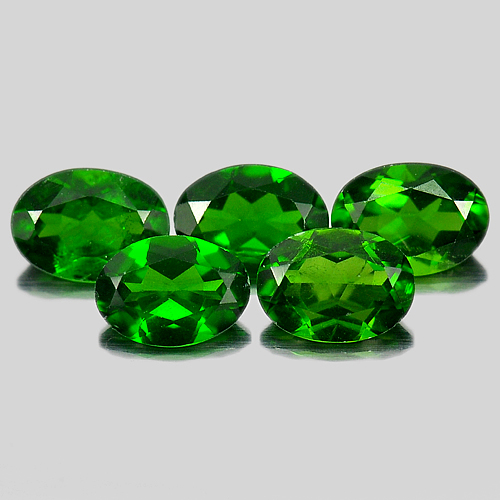 Green Chrome Diopside 3.94 Ct. 5 Pcs. Oval 6.9 x 5 Mm. Natural Gemstone Unheated
