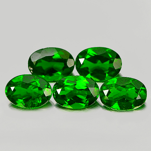 Green Chrome Diopside 4.01 Ct. 5 Pcs. Oval Shape Natural Gemstones Unheated