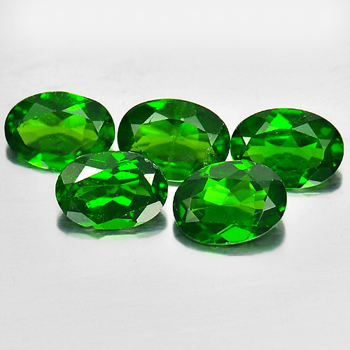 Green Chrome Diopside 3.77 Ct. 5 Pcs. Oval Shape Natural Gemstones From Russia