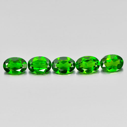 Green Chrome Diopside 3.87 Ct. 5 Pcs. Oval Shape Natural Gemstones Unheated