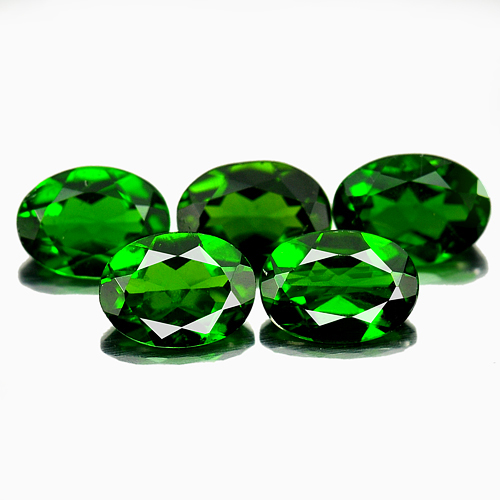 Green Chrome Diopside 3.90 Ct. 5 Pcs. Oval Shape 7 x 5 Mm. Natural Gemstones