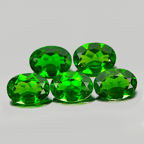 Green Chrome Diopside 3.91 Ct.5 Pcs. Oval Shape Natural Gemstones From Russia