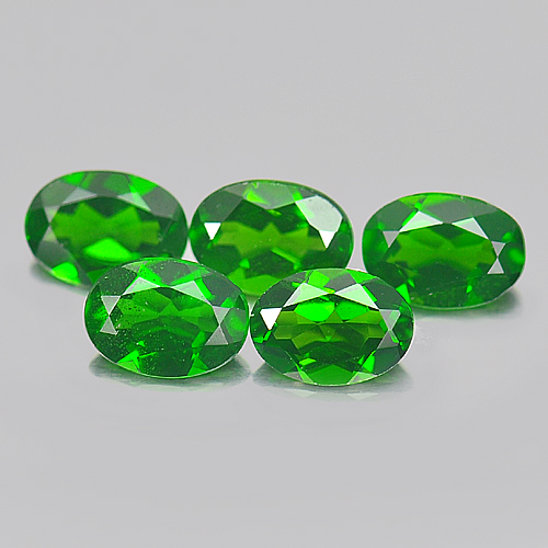 Green Chrome Diopside 3.94 Ct. 5 Pcs. Oval Shape 7 x 5 x 3 Mm. Natural Gems