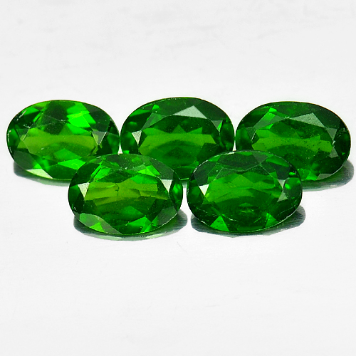 Green Chrome Diopside 3.71 Ct. 5 Pcs. Oval 7 x 5 Mm. Natural Gemstones Unheated