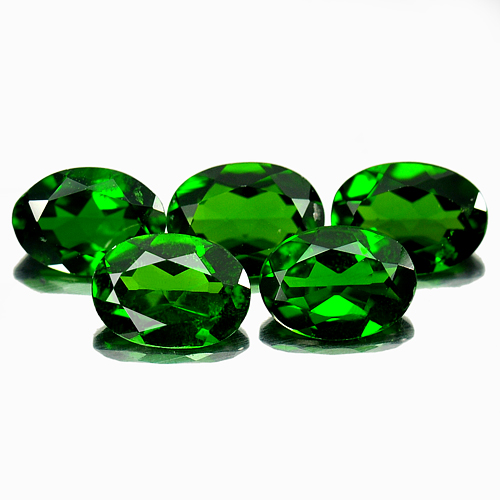 Green Chrome Diopside 3.80 Ct. 5 Pcs. Oval Shape 7.2 x 5.2 Mm. Natural Gems