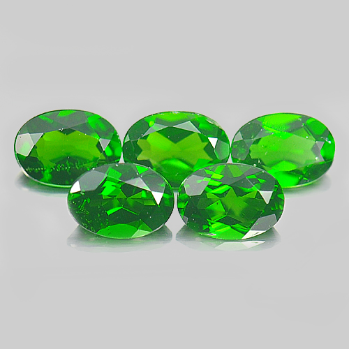Green Chrome Diopside 4.05 Ct. 5 Pcs. Oval Shape 7 x 5 x 2.9 Mm. Natural Gems