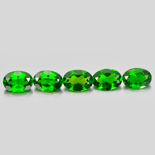 Green Chrome Diopside 4.05 Ct. 5 Pcs. Oval Shape 6.9 x 5 x 3.1 Mm. Natural Gems