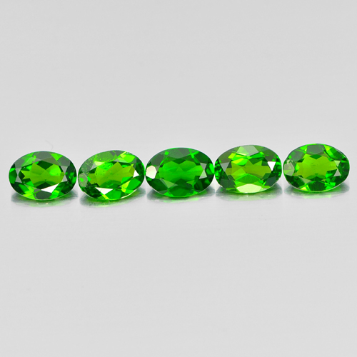 Green Chrome Diopside 3.80 Ct. 5 Pcs. Oval Shape 6.9 x 5.1 Mm. Natural Gems