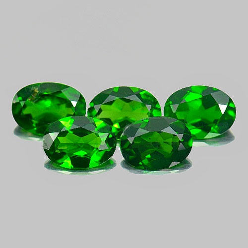 Green Chrome Diopside 3.73 Ct. 5 Pcs. Oval Shape Natural Gemstones Unheated