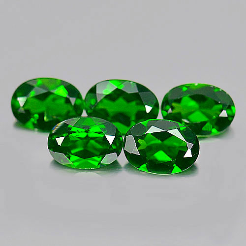 Green Chrome Diopside 4.03 Ct. 5 Pcs. Oval Shape 7.2 x 5.2 Mm. Natural Gemstones