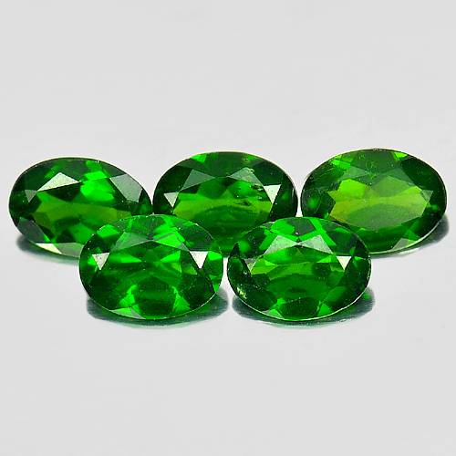 Green Chrome Diopside 3.64 Ct. 5 Pcs. Oval Shape Natural Gemstones Unheated