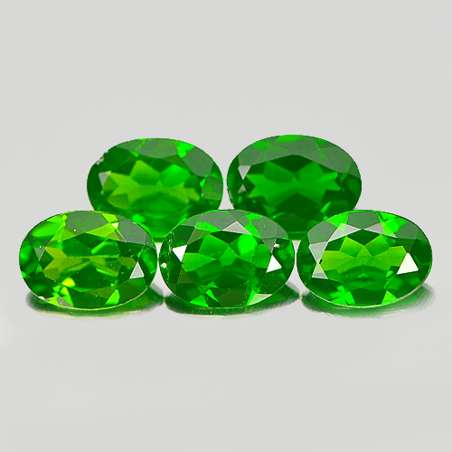Green Chrome Diopside 3.71 Ct. 5 Pcs. Oval Shape 7 x 5 Mm. Natural Gemstones