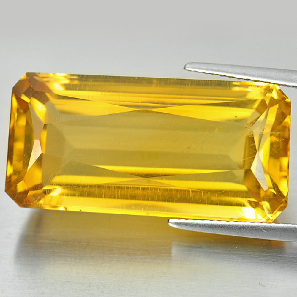 Yellow Citrine 38.16 Ct. VVS Octagon Shape 28 x 14 Mm. Natural Gemstone Brazil