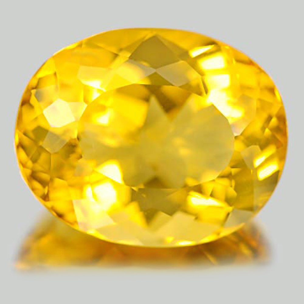 Yellow Citrine 10.71 Ct. Oval Shape 15.9 x 12.7 Mm. Natural Gemstone Unheated