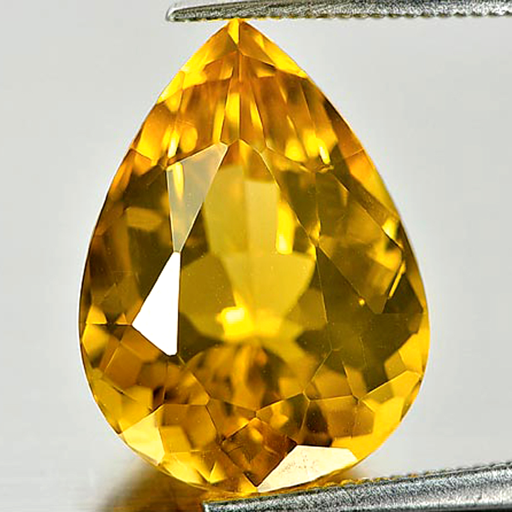 Yellow Citrine 9.58 Ct. VVS Pear Shape 17.1 x 12.6 Mm. Natural Gemstone Brazil