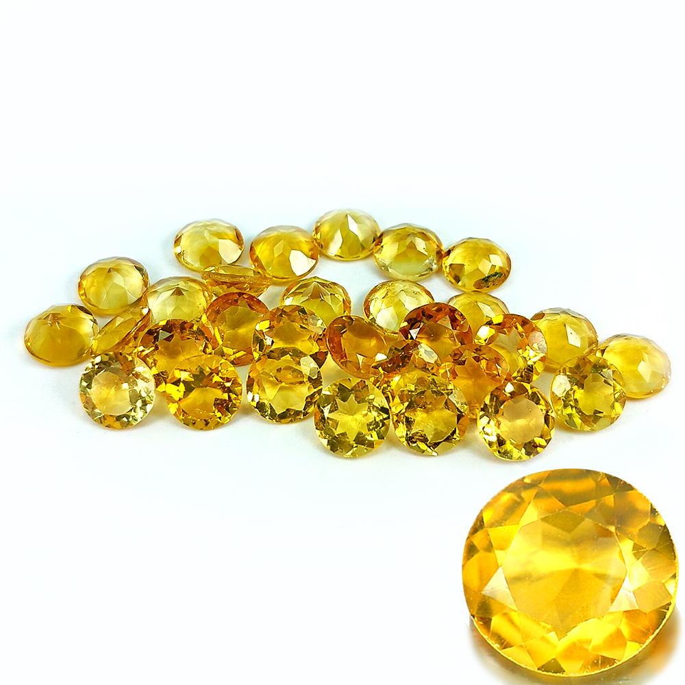 Yellow Citrine 2 Pcs/$3.99 Round Shape Natural Unheated Gemstones From Brazil
