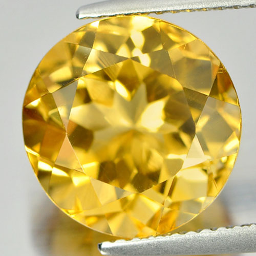 Yellow Citrine 6.47 Ct. Round Shape 12 Mm. Natural Gemstone Unheated From Brazil