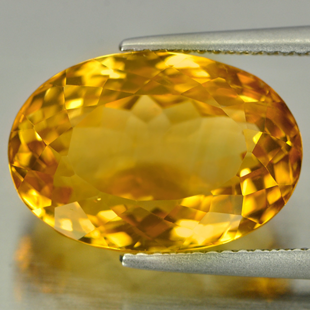 Yellow Citrine 11.15 Ct. Clean Oval 16.2 x 11.1 Mm. Natural Gem Unheated Brazil