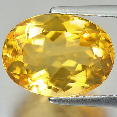 Yellow Citrine 7.82 Ct. Clean Oval 14.4 x 10.7 Mm. Natural Gemstone Unheated