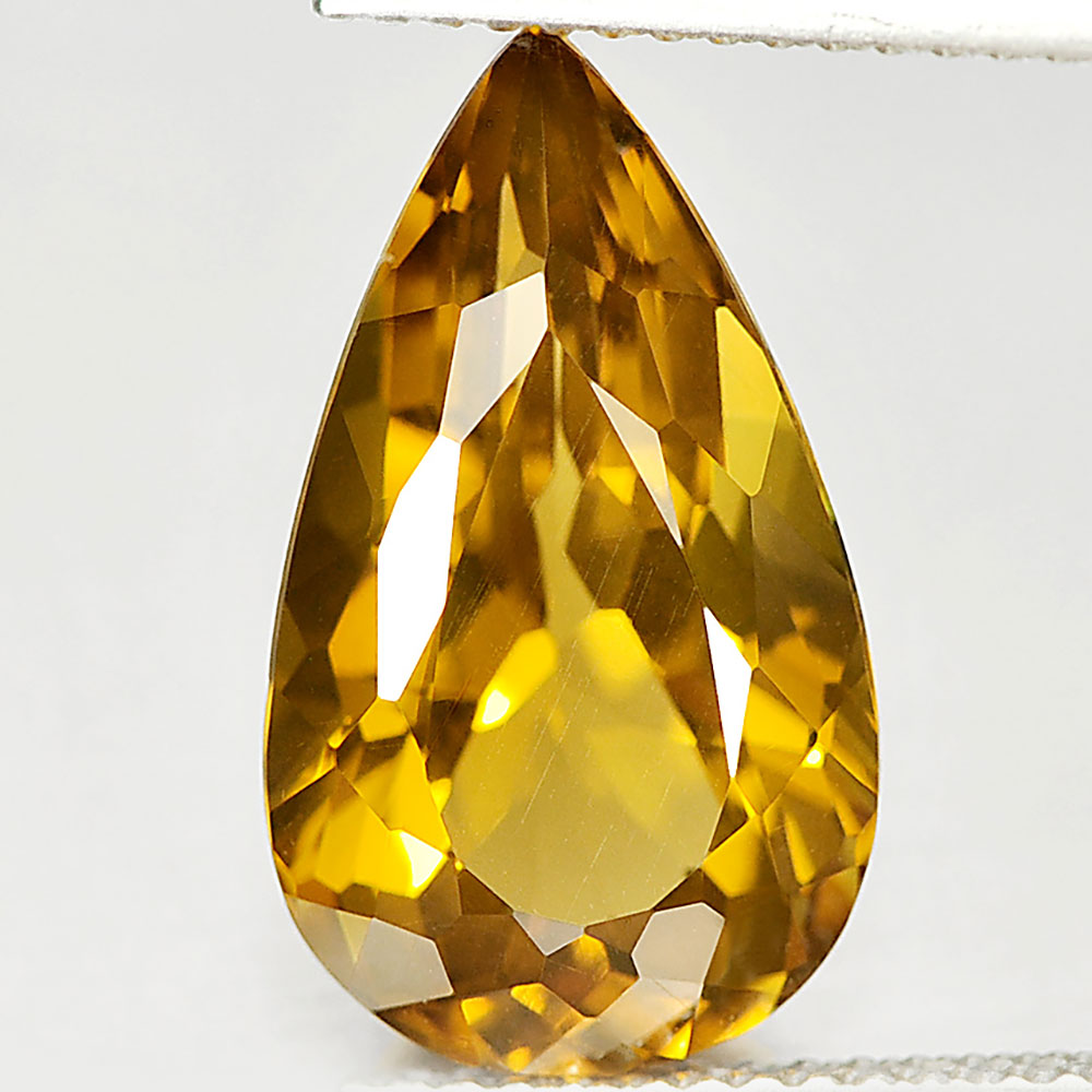 Yellow Citrine 5.08 Ct. Clean Pear Shape 15.9 x 9.2 Mm. Natural Gemstone Brazil