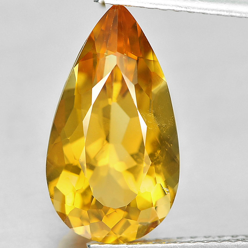 Yellow Citrine 3.52 Ct. Pear Shape 15 x 8.3 Mm Natural Gemstone Brazil Unheated