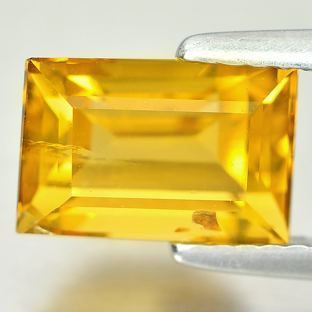 Unheated 2.18 Ct. Baguette Shape Natural Gemstone Yellow Citrine From Brazil