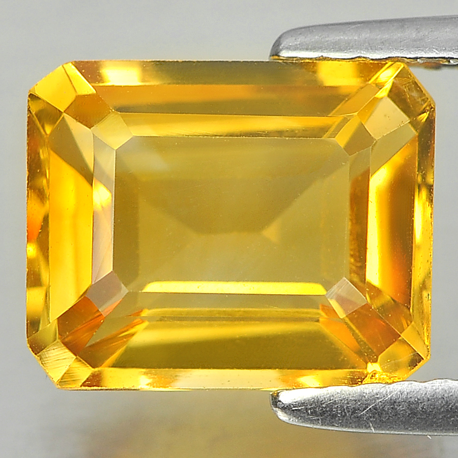 Yellow Citrine 2.97 Ct. VVS Octagon 10 x 8 Mm. Natural Gemstone Unheated Brazil