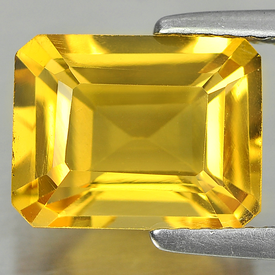 Yellow Citrine 2.89 Ct. VVS Octagon 10 x 8 Mm. Natural Gemstone Unheated Brazil