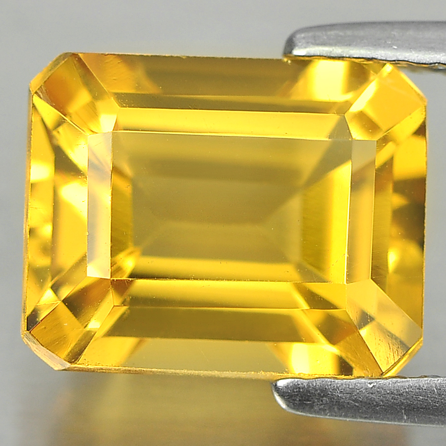 Yellow Citrine 3.25 Ct. VVS Octagon 10 x 8 Mm. Natural Gemstone Unheated Brazil