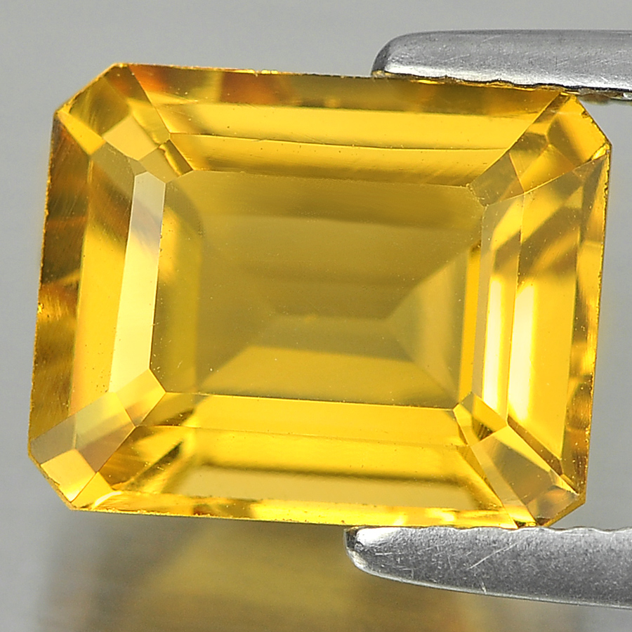 Yellow Citrine 2.97 Ct. VVS Octagon 9.8 x 8 Mm. Natural Gemstone Unheated Brazil