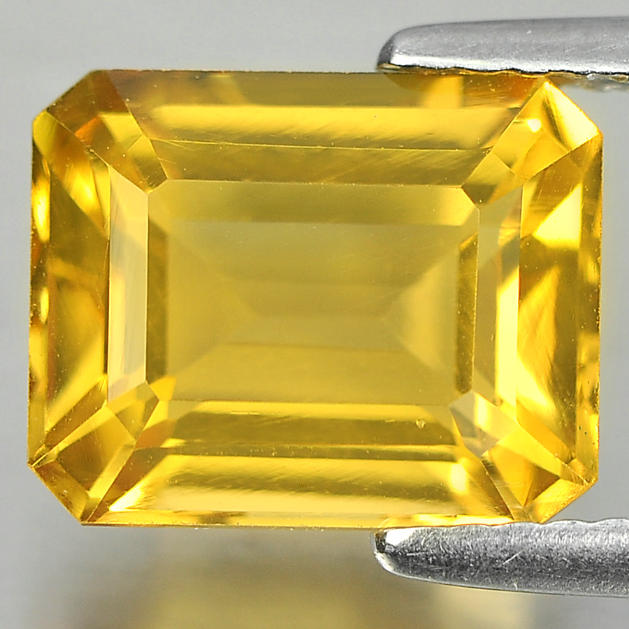 Yellow Citrine 3.45 Ct. VVS Octagon 10 x 8 Mm. Natural Gemstone Unheated Brazil
